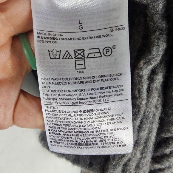 Banana Republic Gray Open Cardigan Sweater Sz L Merino Blend Relaxed Long Slits - Picture 7 of 9